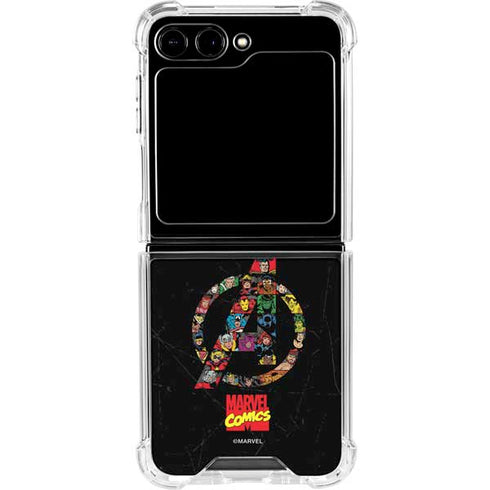 Marvel Classic Comics Avengers Logo Galaxy Z Flip6 Clear Case